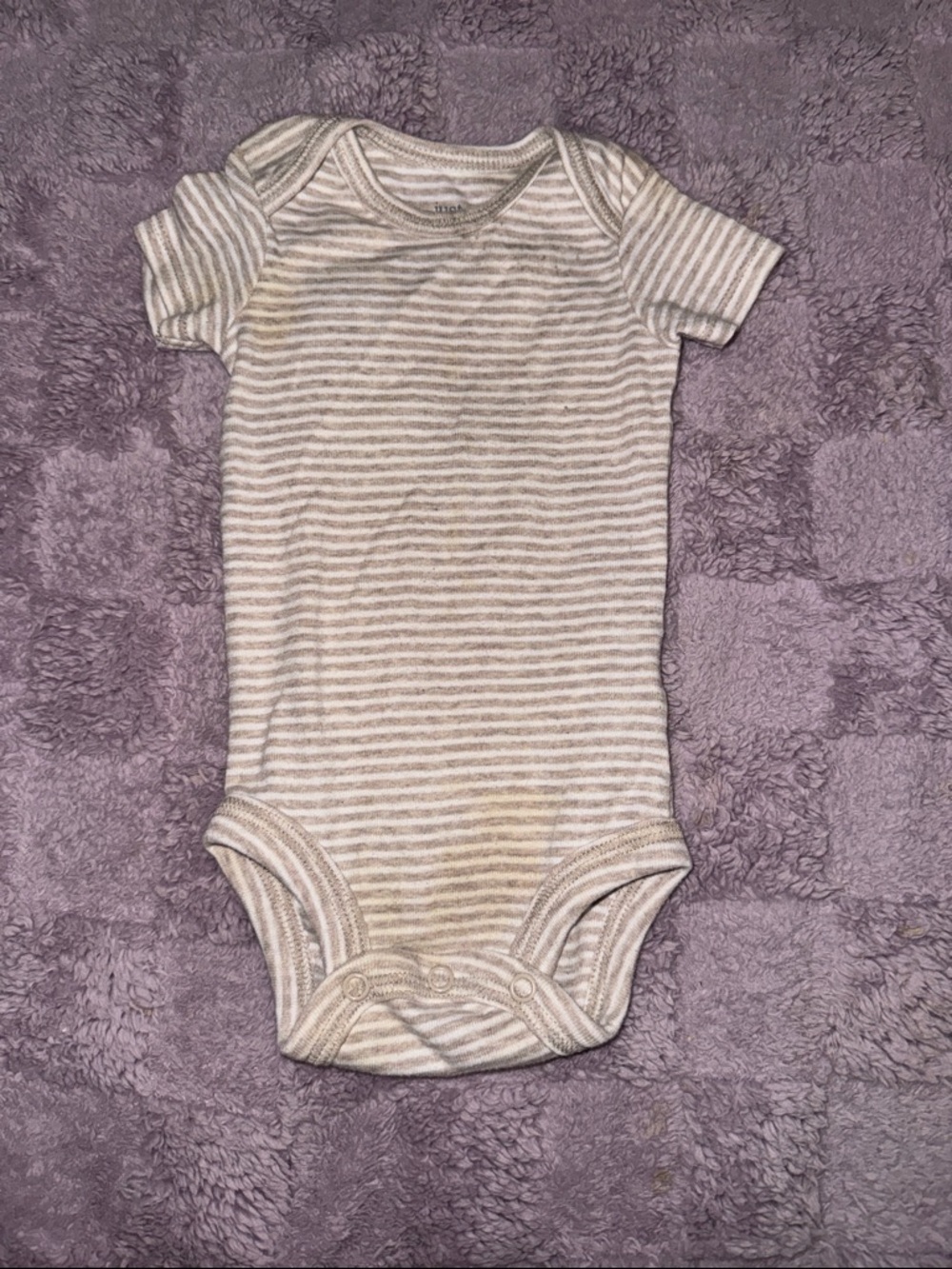Carter's Cream and Gray Striped Short Sleeve Bodysuit